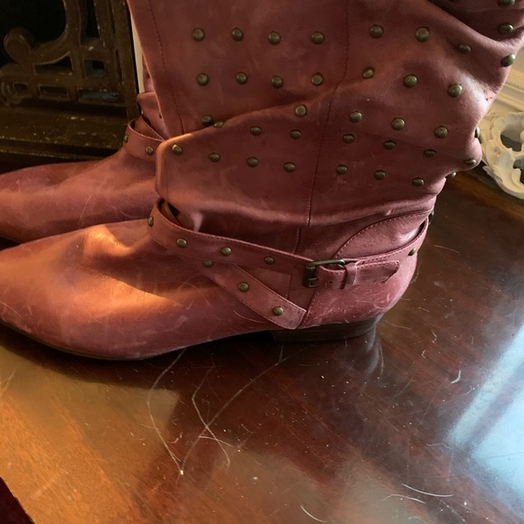 Pour La victoire dusty rose studded leather boots - Picture 2 of 12